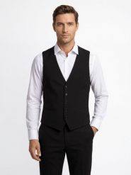 Finshley & Harding London modułowa kamizelka garniturowa - Wesdon Mężczyźni Slim Fit Sztuczne włókno czarny, 52. Czarne garnitury męskie Finshley & Harding London, m, bez wzorów, z włókna. Za 349.95 zł.