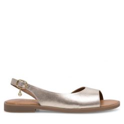 Sandały Lasocki. Żółte sandały damskie Lasocki, bez wzorów, bez obcasa, na płaskiej podeszwie, bez zapięcia. Za 159.99 zł.