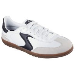 Damskie HOTSHOT KICKOFF Sneakersy Biały / Czarny. Białe obuwie sportowe damskie Skechers, bez wzorów, z gumy, bez zapięcia, tenisowe. Za 319.42 zł.