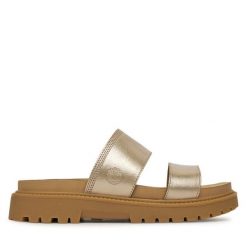 Klapki Timberland. Żółte klapki damskie Timberland, bez wzorów, bez obcasa, bez zapięcia. Za 259.99 zł.