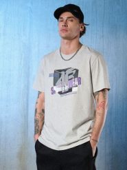 4F T-shirt regular z nadrukiem męski - szary S. Szare t-shirty męskie 4F, m, bez wzorów, z bawełny, bez kołnierzyka, bez ramiączek. Za 69.99 zł.