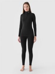4F Bielizna termoaktywna bezszwowa z wełną Merino (dół) damska - czarna M/L. Czarna bielizna sportowa damska 4F, l, bez wzorów, z dzianiny. Za 299.99 zł.