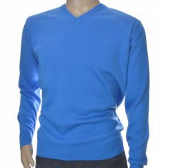 Sweter męski w szpic serek z wełny wełniany niegryzący XXL 2XL lazur 1703. Swetry męskie Selantino, m, bez wzorów, z wełny, bez kołnierzyka, bez ramiączek. Za 151.28 zł.