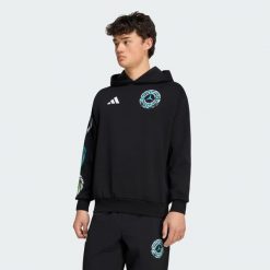 Bluza MERCEDES - AMG PETRONAS FORMULA 1 TEAM LIGHTS ON HOOD. Czarne bluzy damskie Adidas, m, bez wzorów, z bawełny, bez ramiączek, z kapturem. Za 479.00 zł.