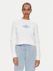 Guess Jeans Bluza W5GQ20 K68I4 Biały Regular Fit. Białe bluzy damskie Guess Jeans, xxl, z aplikacjami, z bawełny, bez ramiączek, bez kaptura. Za 169.99 zł.