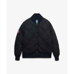 Kurtka puchowa Superdry Diamond. Niebieskie kurtki męskie Superdry, l, bez wzorów, z puchu, eleganckie, z kapturem. Za 617.75 zł.