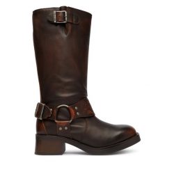 Oficerki Steve Madden. Brązowe kozaki damskie Steve Madden, bez wzorów, bez obcasa, na płaskiej podeszwie, bez zapięcia. Za 949.99 zł.