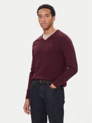 Tommy Hilfiger Sweter MW0MW28047 Bordowy Regular Fit. Czerwone swetry męskie Tommy Hilfiger, m, bez wzorów, z bawełny, bez kołnierzyka, bez ramiączek. Za 469.99 zł.