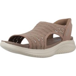 Sandały SKECHERS SLIP-INS ULTRA FLEX 3.0 SUN WARMTH Brązowy. Brązowe sandały damskie Skechers, bez wzorów, z tkaniny, bez obcasa, bez zapięcia. Za 296.99 zł.