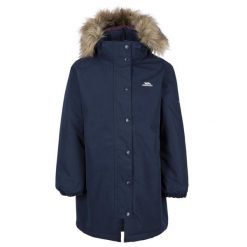 Trespass Astound - Damska kurtka przeciwdeszczowa Tp50 Navy. Niebieskie kurtki sportowe damskie Trespass, bez wzorów, z futra, bez ramiączek, bez kaptura, narciarskie. Za 168.85 zł.