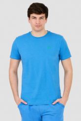 LA MARTINA Błękitny męski t-shirt z małym logo, Rozmiar M. Niebieskie t-shirty męskie La Martina, m, bez wzorów, bez kołnierzyka, bez ramiączek. W wyprzedaży za 160.99 zł.