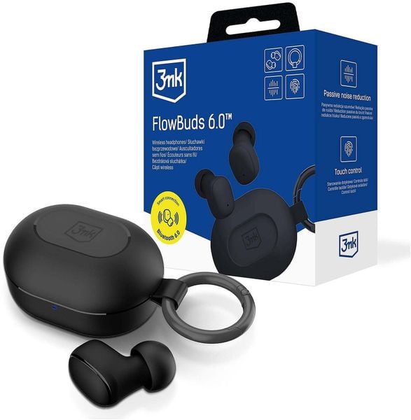 Słuchawki 3mk FlowBuds 6.0 Czarny (3MK17878). Czarne słuchawki bezprzewodowe 3mk. Za 56.98 zł.