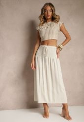 Beżowa Spódnica z Wiskozą i Lnem High Waist o Rozkloszowanym Kroju Lumerellea. Brązowe spódnice damskie Renee, na co dzień, l, bez wzorów, ze lnu, eleganckie, z podwyższonym stanem, maxi, dopasowane. Za 49.99 zł.