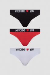 MOSCHINO Damskie stringi trzypak, Rozmiar S. Majtki damskie MOSCHINO, z bawełny. W wyprzedaży za 289.99 zł.
