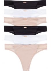 "Stringi ""Feel comfort"" z mikrofibry (6 par)". Białe majtki damskie bonprix, z materiału. Za 74.99 zł.