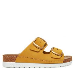 Klapki Dr. Brinkmann. Żółte klapki damskie Dr. Brinkmann, bez wzorów, bez obcasa, bez zapięcia. Za 249.99 zł.