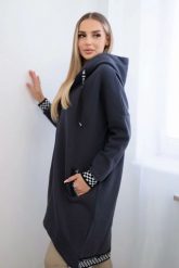 Bluza na suwak z kapturem grafitowa. Szare bluzy damskie KESI, l, bez wzorów, z bawełny, eleganckie, bez ramiączek, z kapturem. Za 355.46 zł.