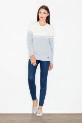 Szara Bluza Długa Dwubarwna. Szare bluzy damskie Figl, l, bez wzorów, z bawełny, bez ramiączek, bez kaptura. Za 219.00 zł.