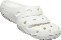 Klapki damskie Keen Yogui Star White/Vapor White. Białe klapki damskie 909, bez wzorów, z gumy, retro, bez obcasa, bez zapięcia. Za 289.99 zł.