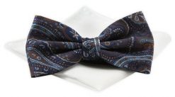 Mucha Męska z Białą Poszetką - Chattier - Brązowa z Dużym Wzorem. Białe krawaty i muchy Chattier, bez wzorów, z poliesteru, eleganckie. Za 59.00 zł.