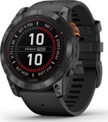 Zegarek sportowy Garmin Fenix 7x Pro Solar Szaro-czarny (010-02778-01). Czarne zegarki sportowe Garmin, bez wzorów. Za 2,930.00 zł.