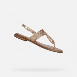Sandały damskie Geox Sozy Plus. Żółte sandały damskie Geox, bez wzorów, z materiału, bez obcasa, bez zapięcia. Za 387.95 zł.
