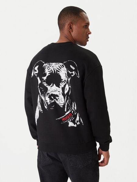 HUGO Bluza Dubraxo 50557482 Czarny Relaxed Fit. Czarne bluzy męskie Hugo, m, bez wzorów, z bawełny, bez ramiączek, bez kaptura. Za 599.99 zł.