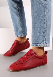 Bordowe Tenisówki bez Zdobień z Ekoskóry Verillis. Czerwone trampki i tenisówki damskie Renee, z aplikacjami, z jeansu, bez zapięcia. Za 74.99 zł.