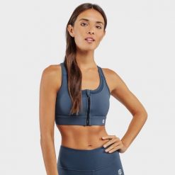 Stanik sportowy fitness damski - Wysokie wsparcie Squat Blue. Niebieskie bielizna sportowa damska SIROKO, xs, bez wzorów, z elastanu. Za 105.00 zł.