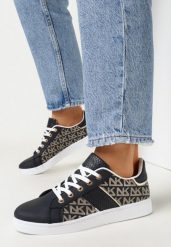 Granatowe Sneakersy z Nadrukiem Mindi. Niebieskie obuwie sportowe damskie Born2be, bez wzorów, bez zapięcia. Za 69.99 zł.