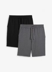 Bermudy dresowe (2 szt.). Szare spodnie sportowe męskie bonprix, m, bez wzorów, z dresówki. Za 114.99 zł.