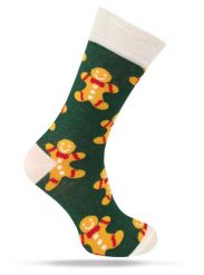 Świąteczne Skarpetki - Alties - Ciastek, Zielone Tło. Zielone skarpety męskie Alties, bez wzorów, z bawełny. Za 19.90 zł.