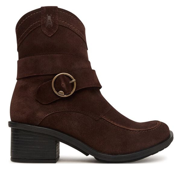 Botki Fly London. Brązowe botki damskie Fly London, bez wzorów, bez obcasa, na słupku, bez zapięcia. Za 794.99 zł.