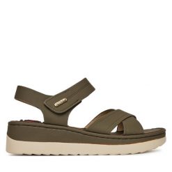Sandały Go Soft. Brązowe sandały damskie GO SOFT, bez wzorów, bez obcasa, na koturnie, bez zapięcia. Za 109.99 zł.