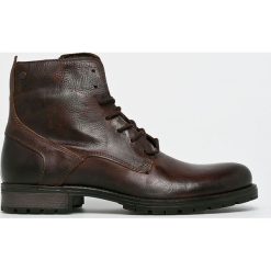 Jack & Jones - Buty wysokie. Brązowe botki męskie Jack & Jones, bez wzorów, z gumy, casualowe, z okrągłym noskiem, bez obcasa, bez zapięcia. W wyprzedaży za 299.90 zł.