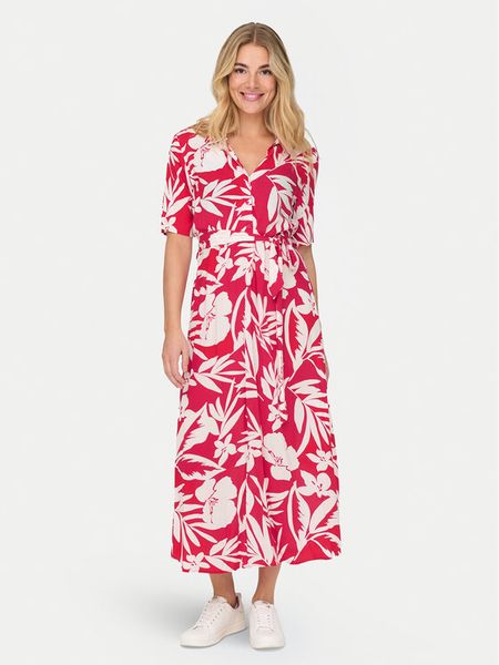 JDY Sukienka koszulowa Star 15320702 Różowy Regular Fit. Czerwone sukienki damskie JDY, xxl, bez wzorów, z wiskozy, retro, bez kołnierzyka, bez ramiączek, koszulowe. Za 109.99 zł.