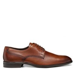 Półbuty Geox. Brązowe półbuty męskie Geox, bez wzorów, bez obcasa, bez zapięcia. Za 549.99 zł.