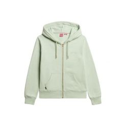 Damska bluza z kapturem zapinana na zamek Superdry Logo Essential. Zielone bluzy damskie Superdry, bez wzorów, bez ramiączek, z kapturem. Za 327.70 zł.