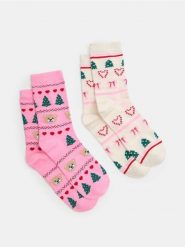 Skarpetki z motywem świątecznym 2 pack - wielobarwny. Skarpetki damskie Sinsay, bez wzorów. Za 12.99 zł.