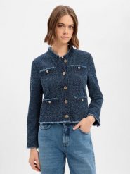 Marc Cain Marynarka damska Kobiety Bawełna niebieski wypukły wzór tkaniny, 42. Niebieskie marynarki i żakiety damskie Marc Cain, bez wzorów, z bawełny, biznesowe, bez kołnierzyka, bez ramiączek. Za 1,999.95 zł.