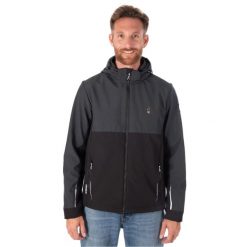 Kurtka turystyczna męska Softshell TIAGO odpinany kaptur. Czarne kurtki męskie Aulp, l, bez wzorów, z elastanu, bez kaptura, do biegania. Za 599.99 zł.