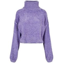 Bluza damska z golfem Urban Classics chenille. Niebieskie bluzy damskie Urban Classics, bez wzorów, bez ramiączek, bez kaptura. Za 214.00 zł.