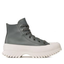 Botki Converse. Szare botki damskie Converse, bez wzorów, retro, bez obcasa, na płaskiej podeszwie, bez zapięcia. Za 469.99 zł.