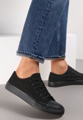 Czarne Trampki Lakelet. Czarne trampki i tenisówki damskie Renee, bez wzorów, z gumy, przed kostkę, bez zapięcia. Za 54.99 zł.