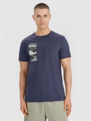 4F T-shirt regular z nadrukiem męski - szary XL. Szare t-shirty męskie 4F, m, bez wzorów, z bawełny, bez kołnierzyka, bez ramiączek. Za 59.99 zł.