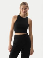 4F Top 4FWSS24TSLEF066 Czarny Slim Fit. Czarne topy damskie 4F, xxl, bez wzorów, z bawełny, bez kołnierzyka, bez ramiączek. Za 39.99 zł.