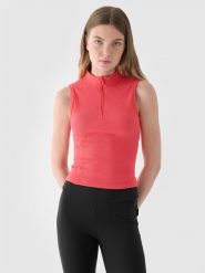 4F Top slim z prążkowanej dzianiny damski - czerwony XS. Czerwone topy damskie 4F, xs, bez wzorów, z bawełny, klasyczne, bez kołnierzyka, bez ramiączek. W wyprzedaży za 39.99 zł.