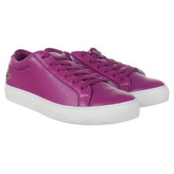 Skórzane Buty Sportowe Dla Kobiet. Fioletowe obuwie trekkingowe damskie Lacoste, z materiału, bez zapięcia. Za 718.99 zł.