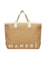 Manebi Torebka B 0.4 EY Beżowy. Brązowe shopperki damskie Manebi, bez wzorów, z materiału, bez dodatków. Za 279.99 zł.