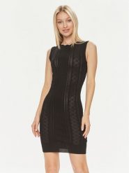 Guess Sukienka dzianinowa Es Sl Adaline W4GK11 Z2U00 Czarny Slim Fit. Czarne sukienki damskie Guess, xxl, z aplikacjami, z dzianiny, bez kołnierzyka, bez ramiączek. Za 249.99 zł.